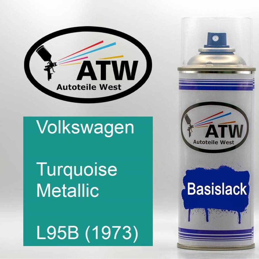 Volkswagen, Turquoise Metallic, L95B (1973): 400ml Sprühdose, von ATW Autoteile West.